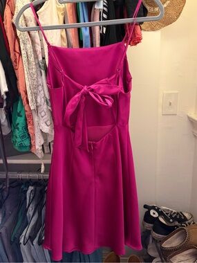 Cotton Candy Magenta Tie-Back Spaghetti Strap Mini Dress